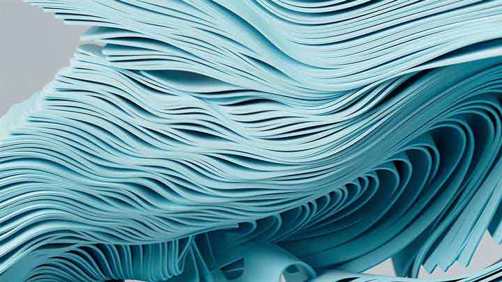 3D blue shapes in wave composition