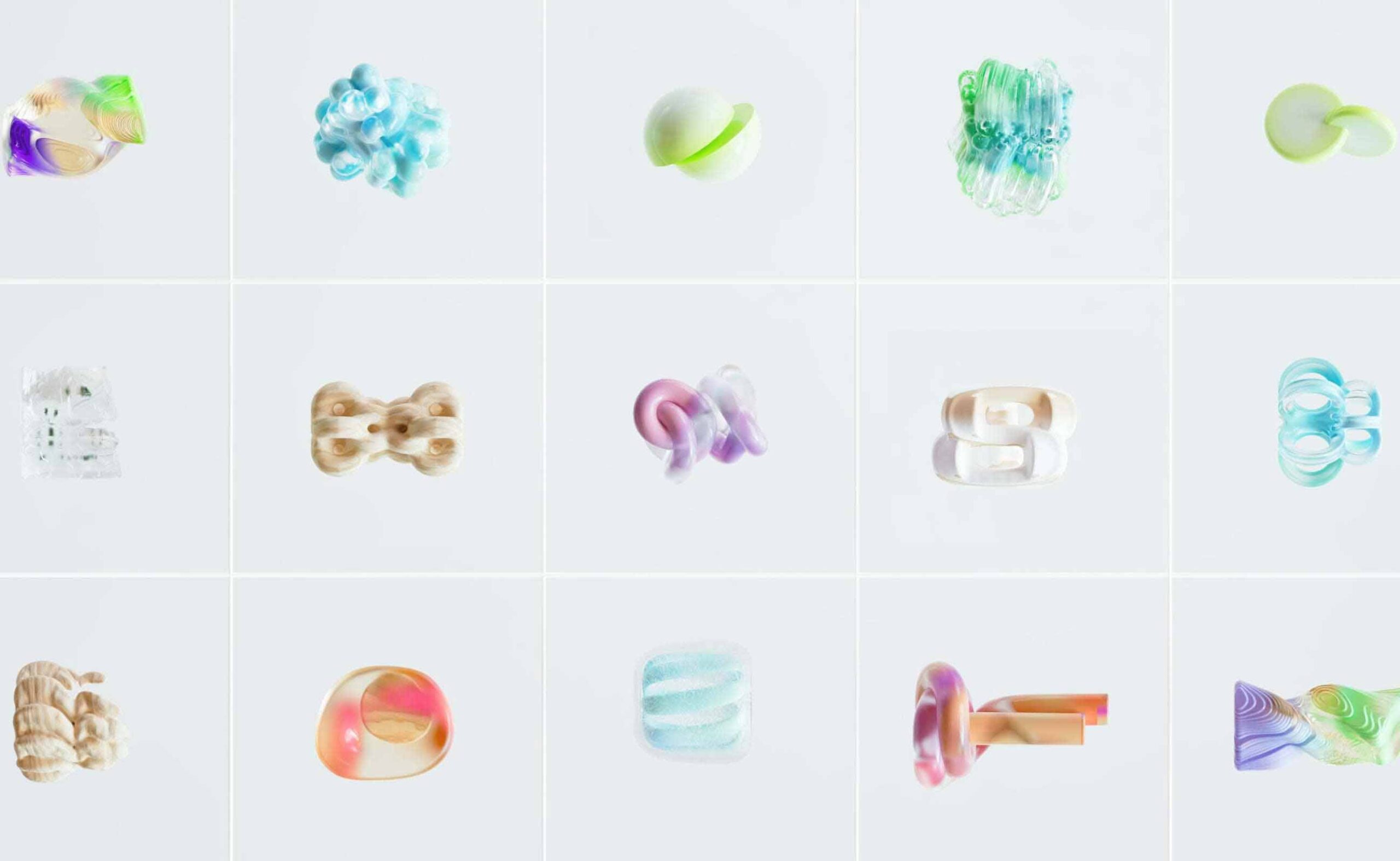 Showcasing grid with 3D models