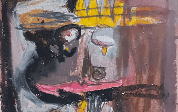 ein König, gemalt mit Ölkreide und Bleistift