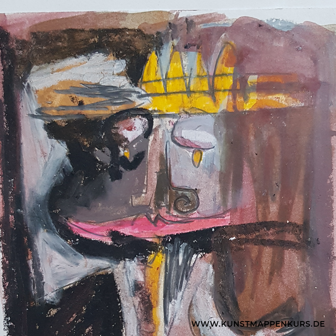 König ein König, gemalt mit Ölkreide und Bleistift
